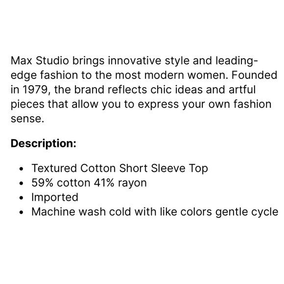 *NWT* MAX STUDIO White Textured Cotton Short Sleeve Top - Picture 4 of 7